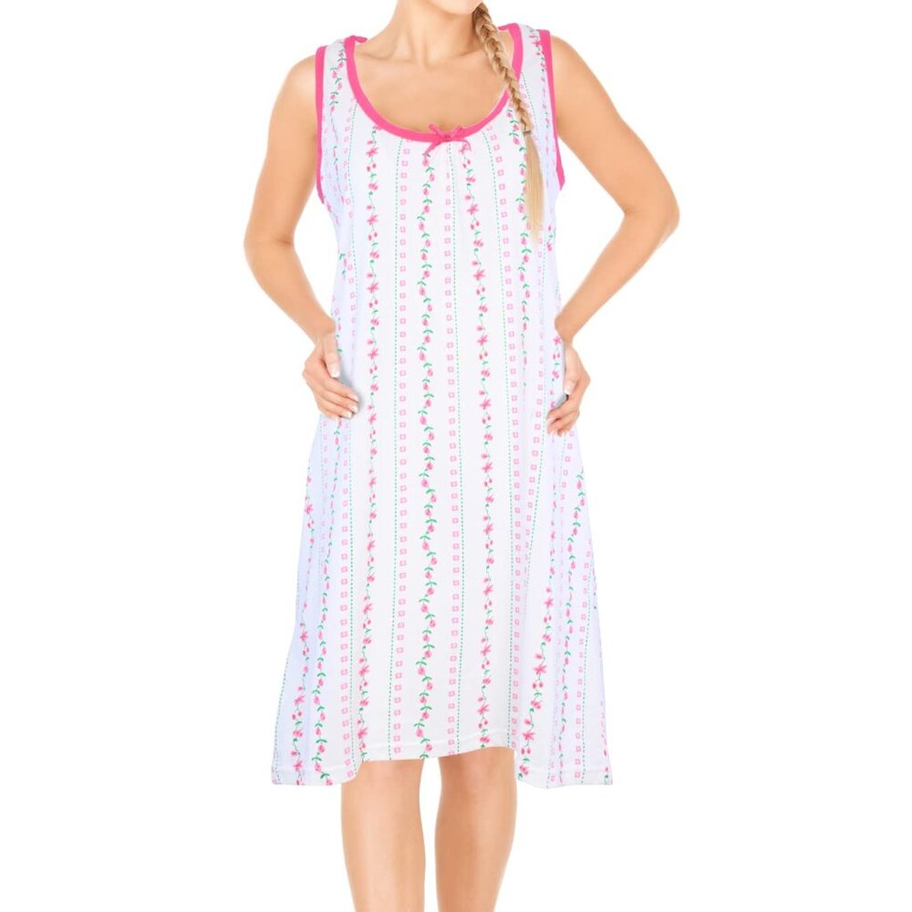 Womens Sleeveless Nightgowns Sleepwear Soft Pajama Dress Nightshirts Pink Soft